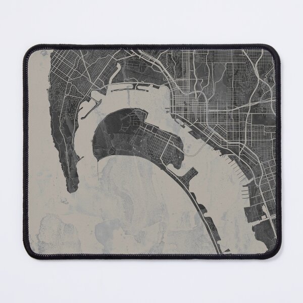 Item preview, San Diego California Gray Artistic Map designed and sold by Interpret108.