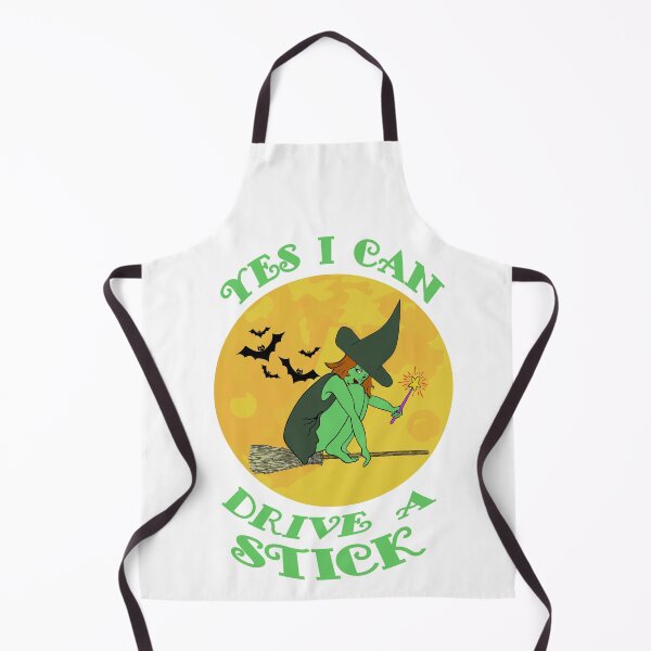 Item preview, Yes I Can Drive a Stick Green Witch on Broomstick Bats Witch Hats designed and sold by KeysTreasures.