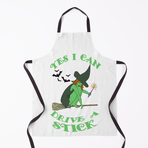 Item preview, Yes I Can Drive a Stick Green Witch on Broomstick Bats Witch Hats designed and sold by KeysTreasures.