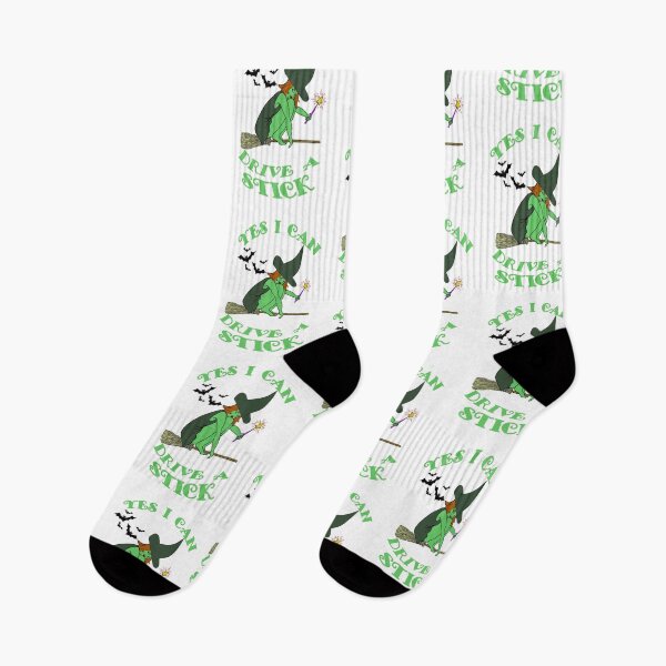 Item preview, Yes I Can Drive a Stick Green Witch on Broomstick Bats Witch Hats designed and sold by KeysTreasures.