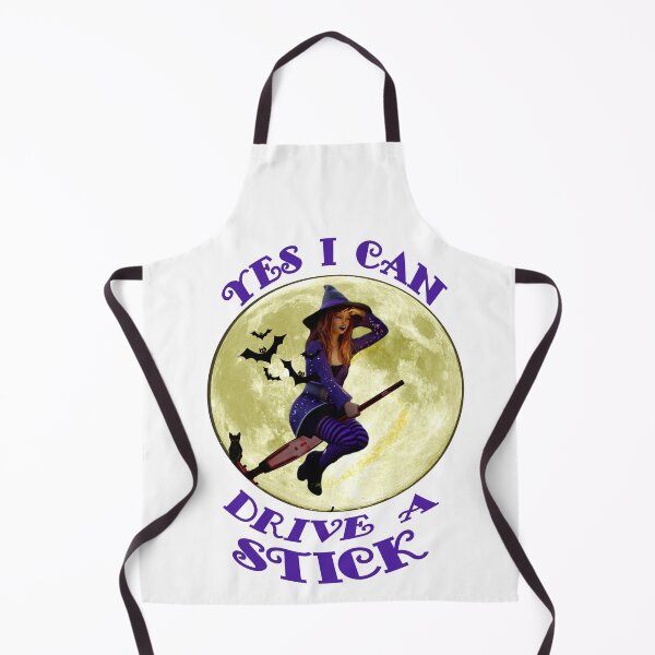Item preview, Yes I Can Drive a Stick Red Hair Witch in Purple on Broomstick Bats Witch Hats designed and sold by KeysTreasures.