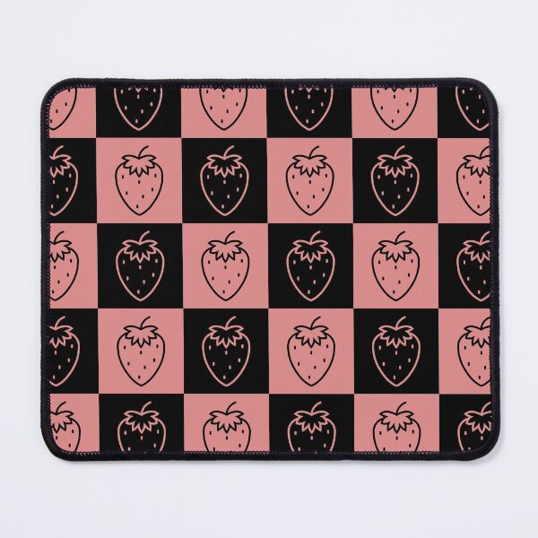 Item preview, Strawberries checkered Pattern | Cute red and black strawberries pattern | Strawberry lover designed and sold by Violet Treasures.