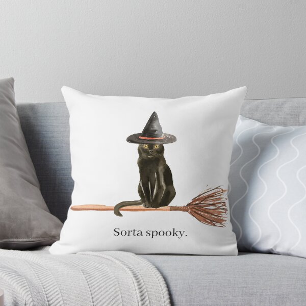 Item preview, Black cat on broom for Halloween designed and sold by ourfuzzypals.