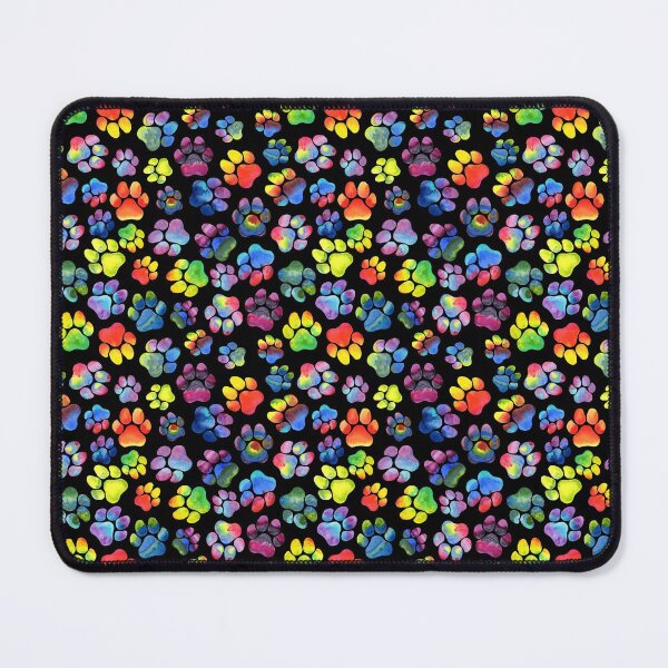 Item preview, Rainbow Paw Prints Watercolor on Black designed and sold by dragonstarart.