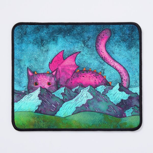 Item preview, Dragon Cat Watercolor Painting in Bright Colors designed and sold by dragonstarart.