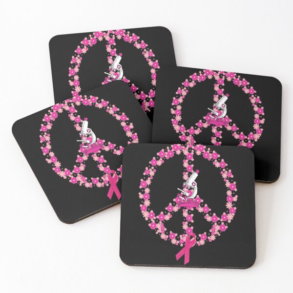 Item preview, PINK FLOWERS PEACE SIGN LABLIFE BREAST CANCER AWARENESS MEDICAL LABORATORY SCIENTIST  designed and sold by Hippiesole.