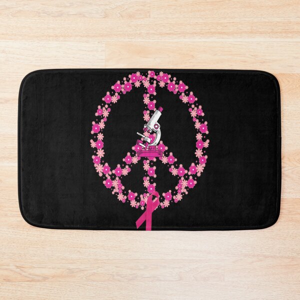 Item preview, PINK FLOWERS PEACE SIGN LABLIFE BREAST CANCER AWARENESS MEDICAL LABORATORY SCIENTIST  designed and sold by Hippiesole.