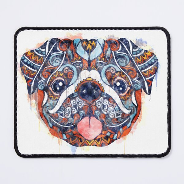 Item preview, Watercolor Pug Mandala, Pug Dog Smiling Painting, Pug Art, Pug Clipart, Pug Illustration designed and sold by RomanDigitalArt.