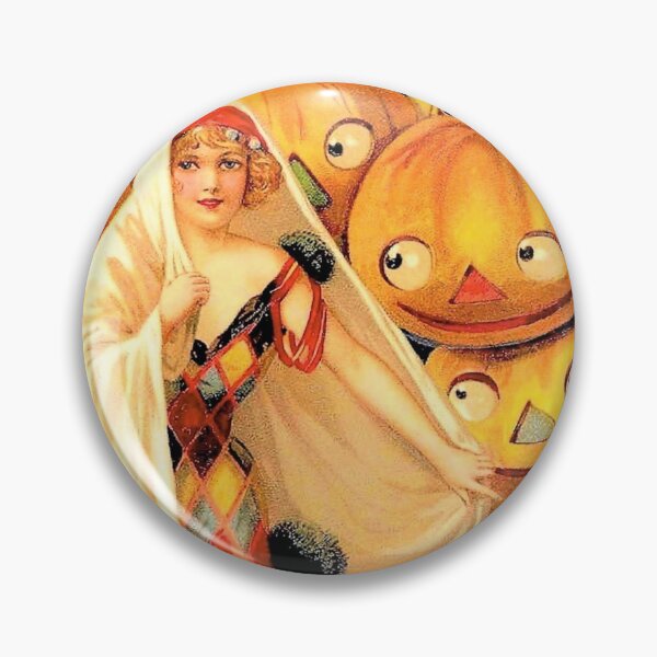 Item preview, Vintage halloween card in orange tones, pumpkin and sorceress designed and sold by Anaelle Riou.