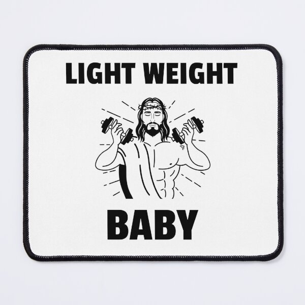 Artikelvorschau, Leichtgewichtiger Jesus mit Babyjacke, der Hanteln hebt entworfen und verkauft von josephsteez.