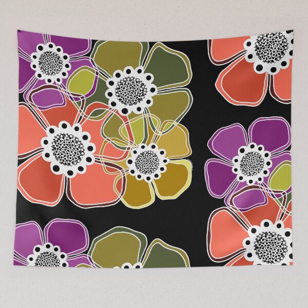 Item preview, Retro Flower Power [Terroso con contornos blancos] designed and sold by RC-aRtY.