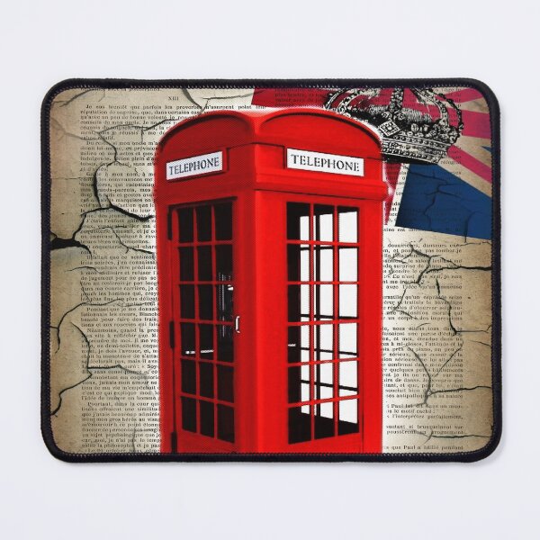 Item preview, 1980s rustic dark academia union jack retro london telephone booth designed and sold by LEILA ART SPACE.