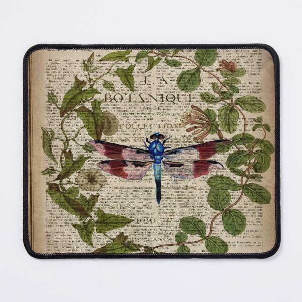 Item preview, 1980s dark academia leaves botanical art vintage french dragonfly designed and sold by LEILA ART SPACE.