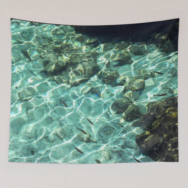 Item preview, pure Turquoise Ocean Sea Waves with some fishe. designed and sold by RAWVANE.