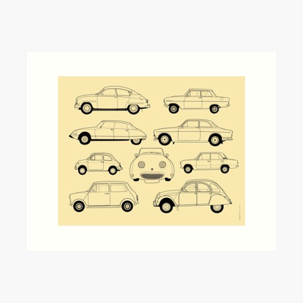 20th Century Classic Cars Art Print
