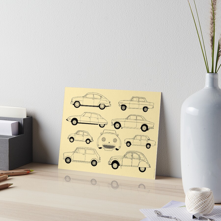 20th Century Classic Cars Art Board Print