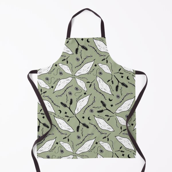 Item preview, Hand drawn Autumnal Pattern with leaves, twigs, florals, sprigs, and burrs foraging print designed and sold by WitchInTheWack.