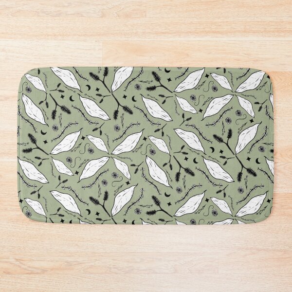 Item preview, Hand drawn Autumnal Pattern with leaves, twigs, florals, sprigs, and burrs foraging print designed and sold by WitchInTheWack.