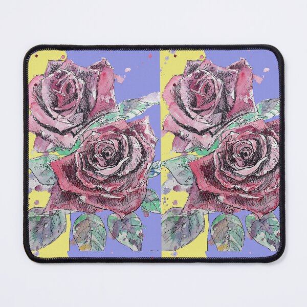 Item preview, Red Rose Watercolor Painting on Lavender and Yellow designed and sold by Sarah Rajkotwala.