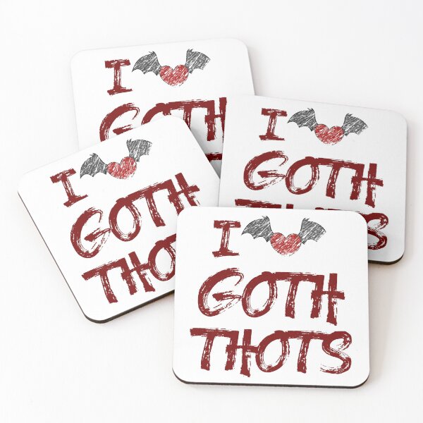 Item preview, I Love Goth Thots Flying Heart Halloween Design White designed and sold by anjanaartz.