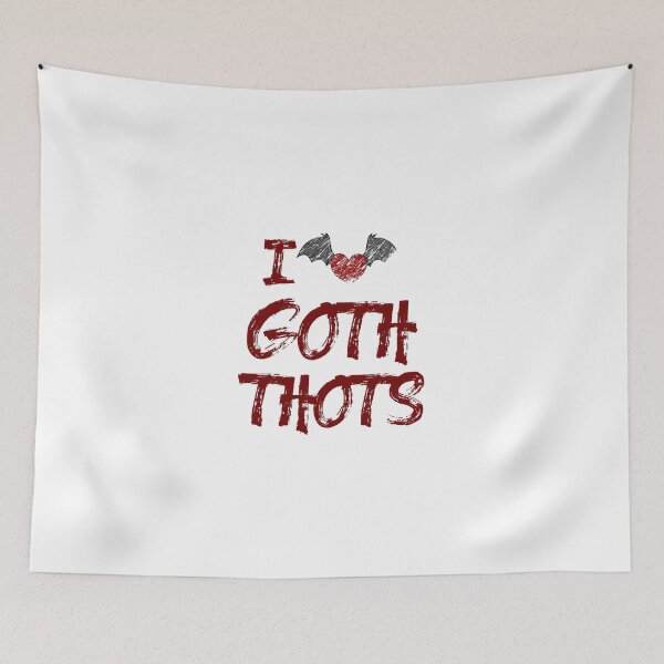 Item preview, I Love Goth Thots Flying Heart Halloween Design White designed and sold by anjanaartz.
