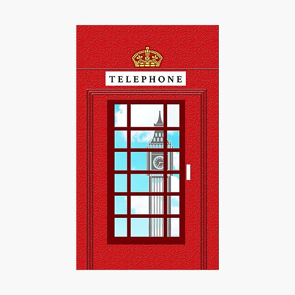 England Classic British Telephone Box Minimalist Photographic Print