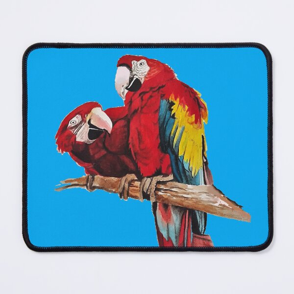 Item preview, Red Macaw Parrot Watercolor Painting on Blue designed and sold by Sarah Rajkotwala.