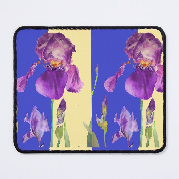 Item preview, Iris Watercolor Painting - Elegant Purple on Navy & Lemon Yellow designed and sold by Sarah  Rajkotwala.