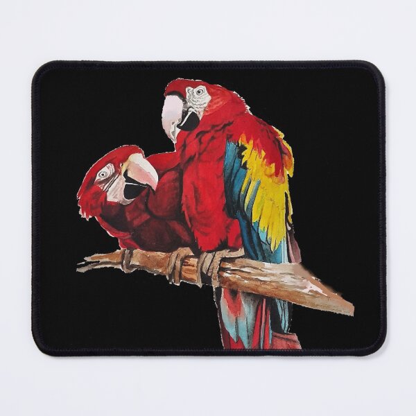 Item preview, Red Macaw Parrot Watercolor Painting on Black designed and sold by Sarah Rajkotwala.