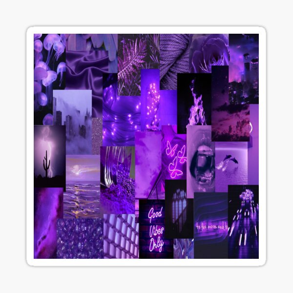 Beautiful Dark Purple Collage Design Sticker By Katherine Redbubble