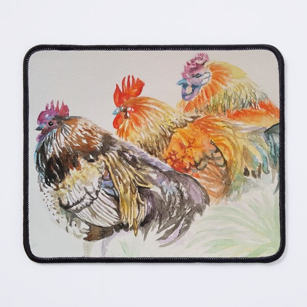 Item preview, Rooster Watercolor Painting - Colorful Chickens designed and sold by Sarah Rajkotwala.