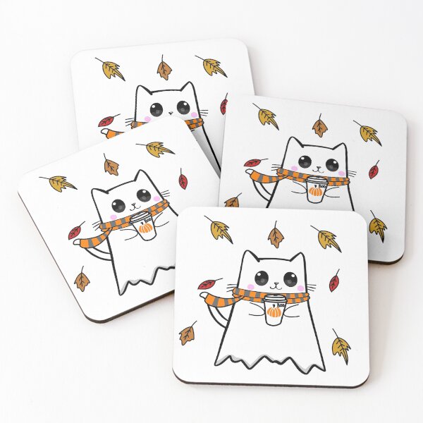 Item preview, Fall Pumpkin Coffee Ghosty Cat designed and sold by KilkennyCat Art.