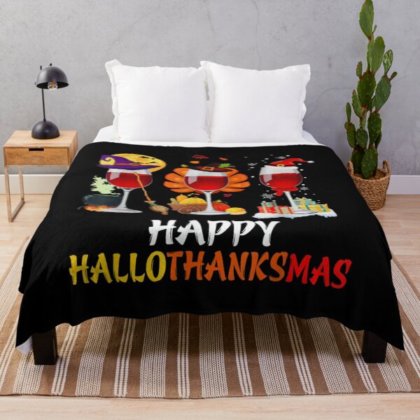 Item preview, Wine Halloween Thanksgiving Christmas Happy Hallothanksmas designed and sold by TERRYCOXSHOP.