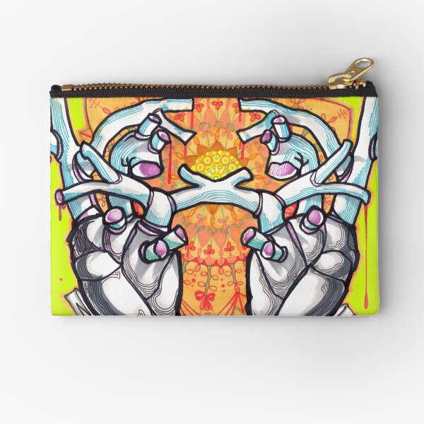 two hearts, psychedelic whovian tattoo art Zipper Pouch