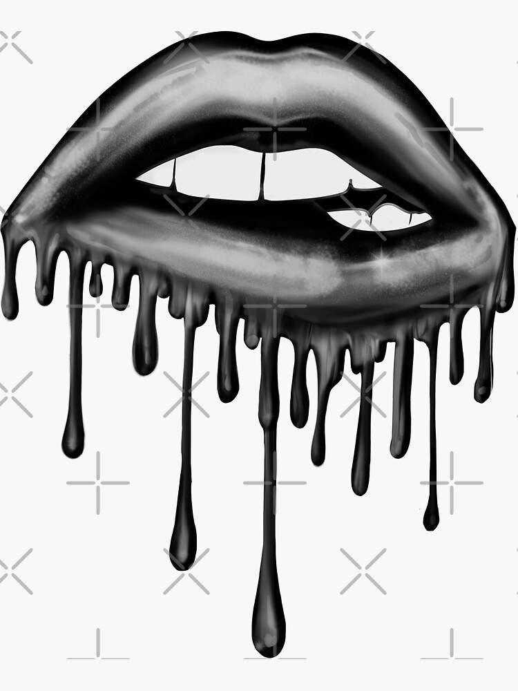 Black Dripping Lips Sticker For Sale By Pnkpopcorn Redbubble