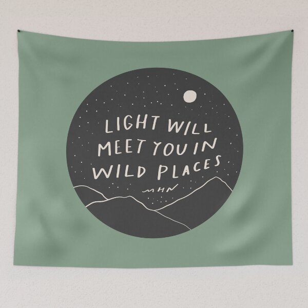 Item preview, Light will meed you in wild places - inspirational positive quote, starry night and moon designed and sold by morgansgoods.