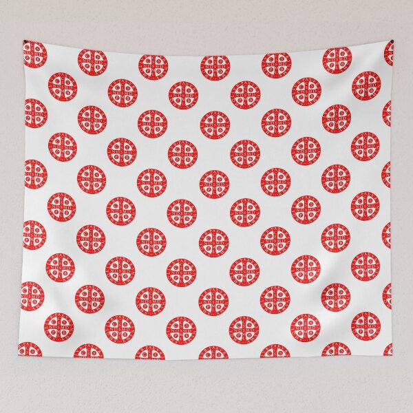 Item preview, Cross of St Benedictine Catholic Polka Dots (red) designed and sold by TheCatholicLady.