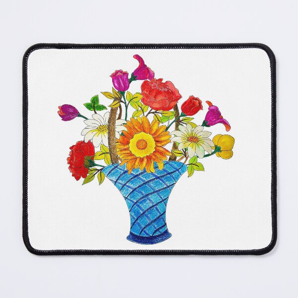 Item preview, Pencil Art Sketch A Pot Of Colorful Handdrawn Flower Bouquet designed and sold by WheresMyMojo.