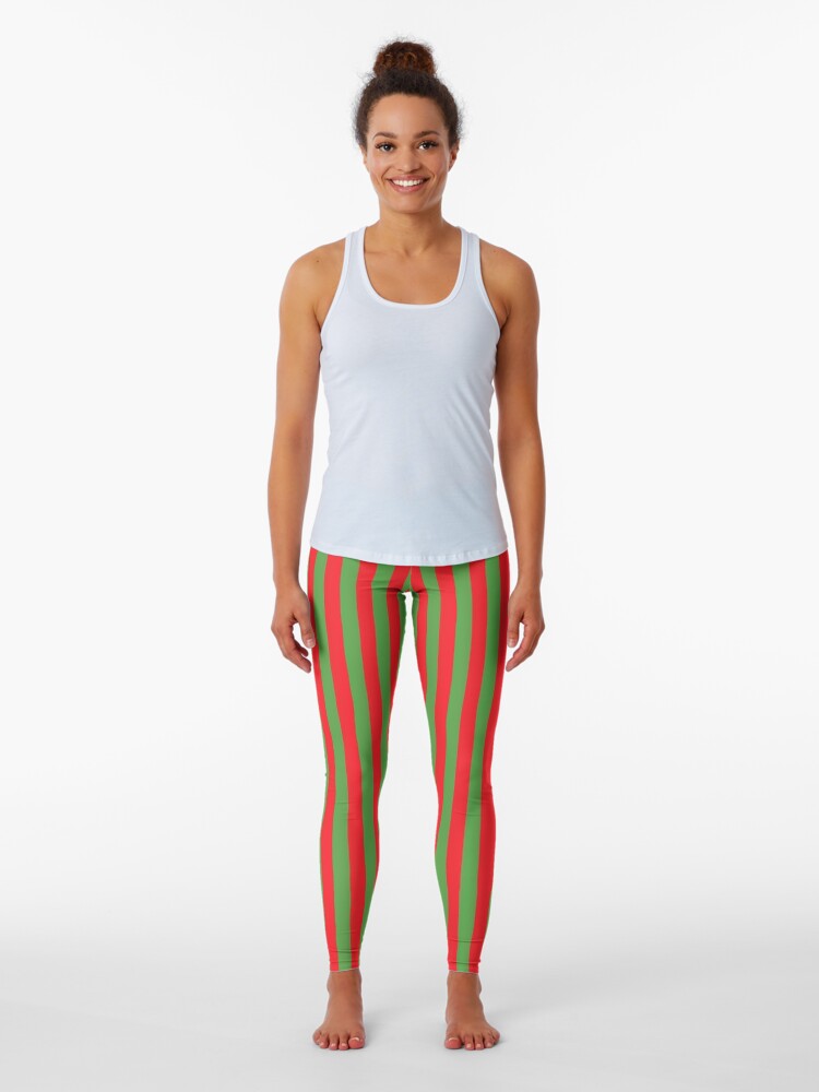 Vertical Red and White Stripes Leggings, Zazzle