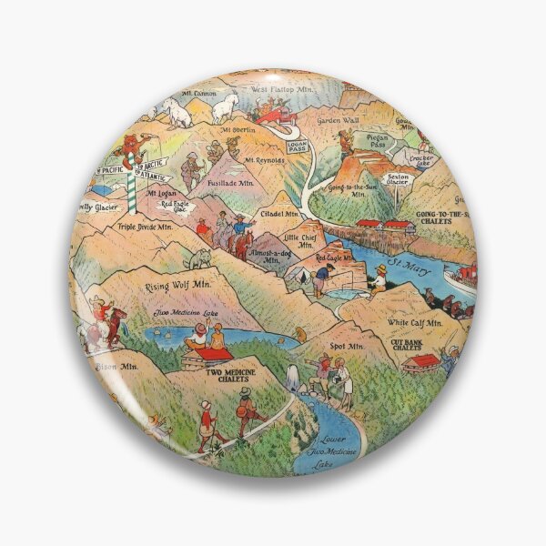 Item preview, 1927 Scheuerle Pictorial Map of Glacier National Park, Montana designed and sold by Gin  Neko.