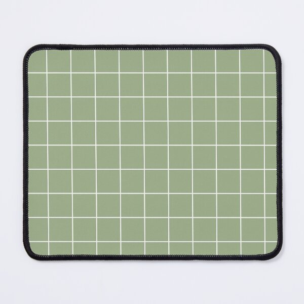 Minimalist white grid pattern on sage green Mouse Pad