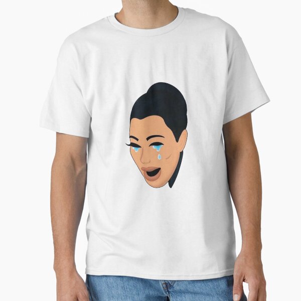 T-shirt Anvil Kim Kardashian Crying Face - Homme Blanc 100% Coton - NEUF Taille L
