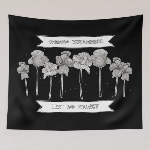 Item preview, Canada Remembers Lest We Forget Hand Drawn Poppy Line Drawing Canadian Remembrance Day designed and sold by H3designs.