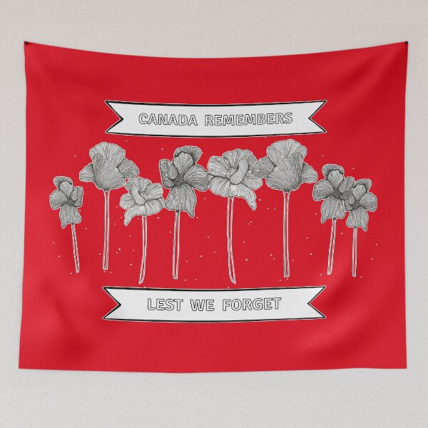Item preview, Canada Remembers Lest We Forget Hand Drawn Poppy Line Drawing Canadian Remembrance Day designed and sold by H3designs.
