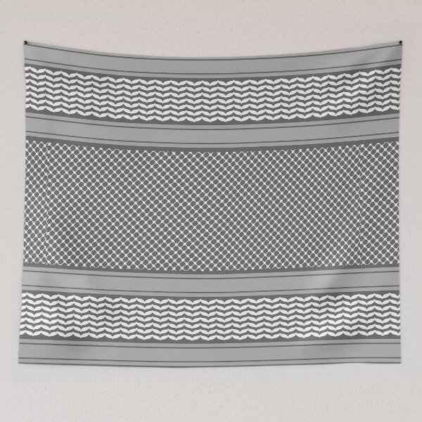 Item preview, Palestinian Keffiyeh Grey and White - كوفية  فلسطينية  designed and sold by ArabicMerch.