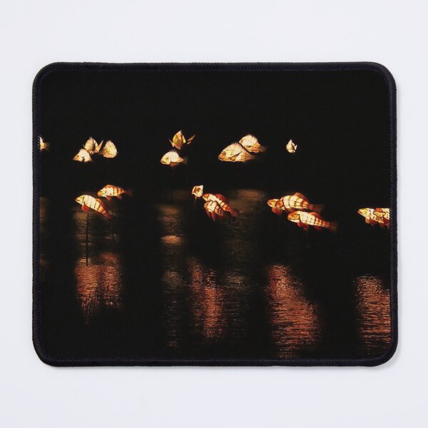 Item preview, Fish Lanterns in Coull's Inlet Mallacoota at night square print designed and sold by Colin Dixon.