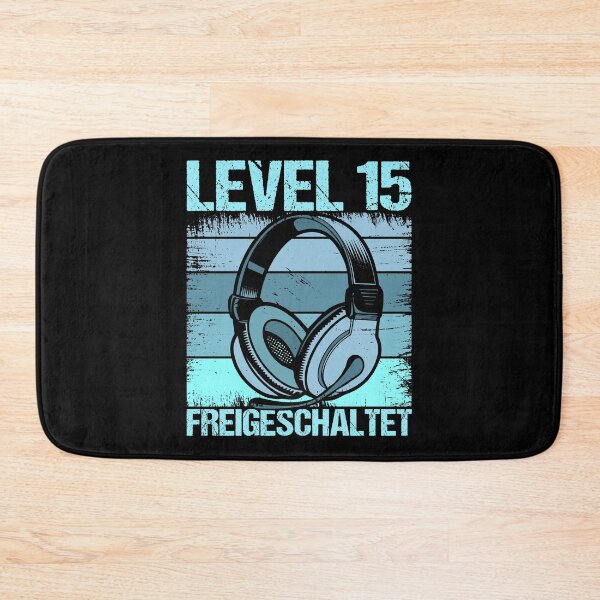 Artikelvorschau, Gamer Level 15 Geburtstag Headset Kopfhörer retro design entworfen und verkauft von brunsch-print.