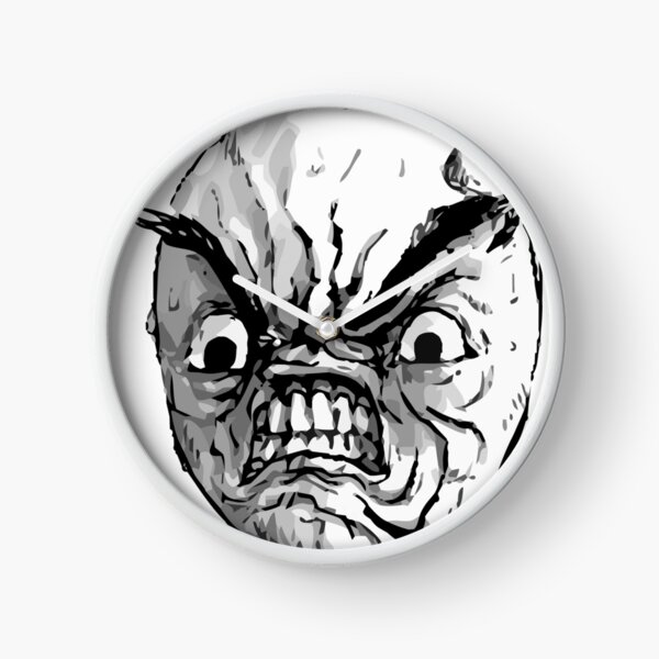 Rage comic internet meme Anger, jerky, comics, face, vertebrate, print, halloween, holiday, family, kids, joy, fear, horror. Clock