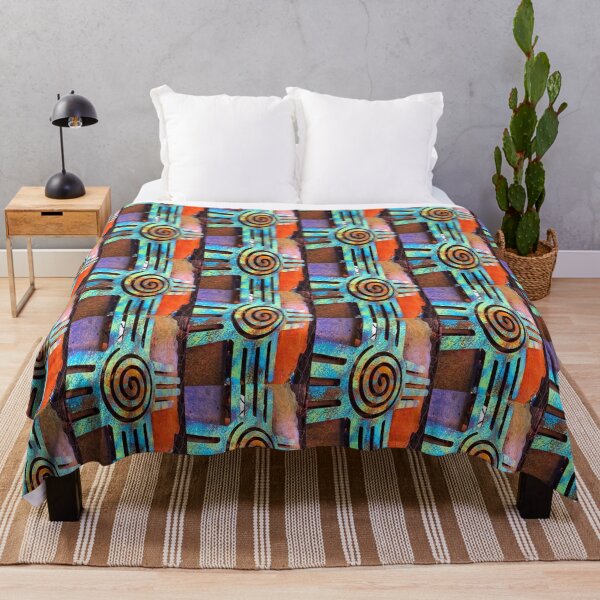 Zia Sun with Sacred Spiral Throw Blanket