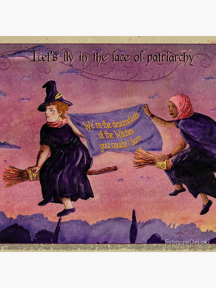 Thumbnail 5 of 5, Coasters (Set of 4), Let's fly in the face of Patriarchy - Witches & Feminism designed and sold by EchoppeDeLoki.